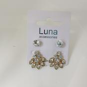 Two Set Diamante Teardrop Earrings