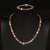 multi stone tennis necklace and bracelet