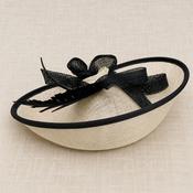 Cream &amp; Black Sinamay Fascinator Hat | Wedding Guest &amp; Race Day Headpiece image