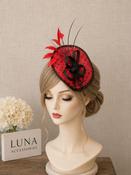 Luna Scarlet Polka Dot Occasion Fascinator