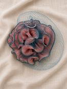 Luxury Dusty Rose &amp; Teal Mesh Flower Fascinator – Statement Wedding &amp; Race Day Headpiece