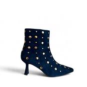 Pedro Anton Gala Navy Suede Boot - Gold Studs image