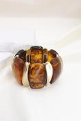 Brown &amp; Gold Elasticated Chunky Bracelet