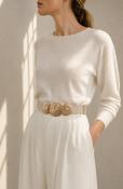 Beige Elasticated Belt Gold Discs