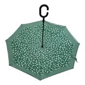Upside Down Umbrella Green &amp; White Raindrops