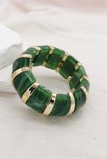 Emerald Green &amp; Gold Stretch Bracelet