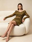 Ochre Green Bardot Lace Mesh Top image