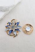 Blue &amp; Gold Floral Magnetic Brooch image
