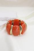 Orange &amp; Gold Elasticated Chunky Bracelet