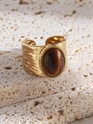 Brown Resin &amp; Gold One Size Ring image