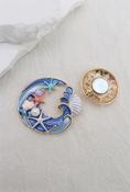 Magnetic Brooch Blue SeaShell