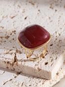 Burgundy Square Statement Adjustable Gold Ring image