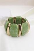 Green &amp; Gold Elasticated Marbled Bracelet image