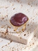 Wine Marbled Square &amp; Gold Adjustable Ring