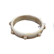 Cream Resin Bangle Pearl &amp; Gold Studs image