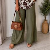 Elasticated One Size Wide Leg Trousers Khaki Green