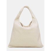 Braided Leatherette Shoulder Bag Beige image