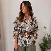 Autumn Bloom Ruffle Blouse Cream Floral (Sizes 8-22) image