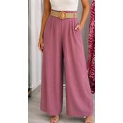 Mauve Straight Leg Trousers Woven Belt (One Size) image