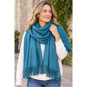 Teal Pashmina/Scarf With Fringing image