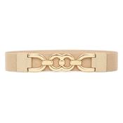 Light Beige Elasticated Belt Gold Curb Front