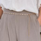 Gold &amp; Rectangular Crystal Links Chain Belt image