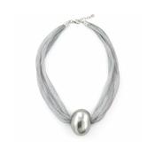 Silver Ball Statement Mesh Necklace image