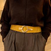 Mustard Elasticated Belt Gold Buckle image