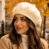 Creamy Buttermilk Knitted Beret image