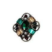 Vintage Style Brooch Green/ &amp; Red