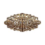 Vintage Style Brooch Gold &amp; Clear Crystal