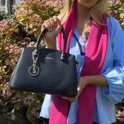 Navy&amp; Gold Leatherette Handbag/Crossbody image