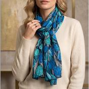 Floral Print Scarf Teal &amp; Blue image