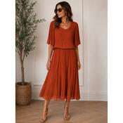 Jessica Rust Pleated Dress One Size