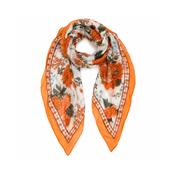 Floral Neck Scarf Orange Green &amp; Cream image