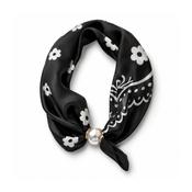 Magnetic Scarf Black &amp; White Paisley/Flowers