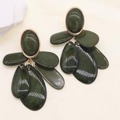 Khaki/Gold Clip On Statement Earrings