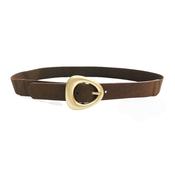 Chocolate Brown Suedette Elasticated Belt Gold Buckle