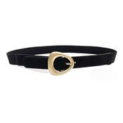 Black Elasticated Belt Gold Buckle