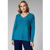 DECK V Neck Knitted Jumper Teal