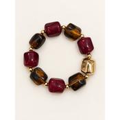 Cubed Elasticated Bracelet Wine Chocolate &amp; Gold