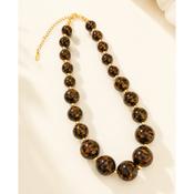 Brown &amp; Black Leopard Bead Statement Necklace image