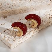 Wine &amp; Gold Hoop Style Earrings image