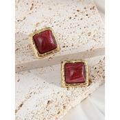 Wine &amp; Gold Square Earrings image