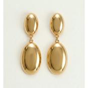 Gold Double Oval Drop Earrings