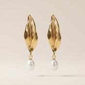 Gold Leaf &amp; Pearl Drop Earrings image