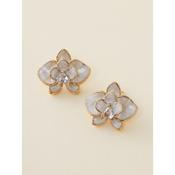 Ivory &amp; Gold Floral Earrings image