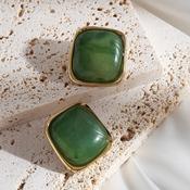 Green &amp; Gold Statement Square Earrings image