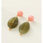Olive Green &amp; Blush Resin Drop Earrings image