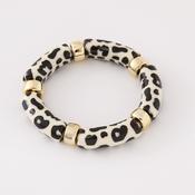 Cream &amp; Black Animal Print Elasticated Bangle image